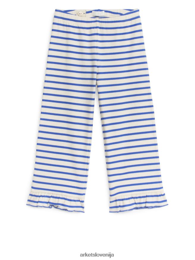oblačila sl ARKET otroci hlače iz džersija z volančki modra/črtasta 6X02XV1558