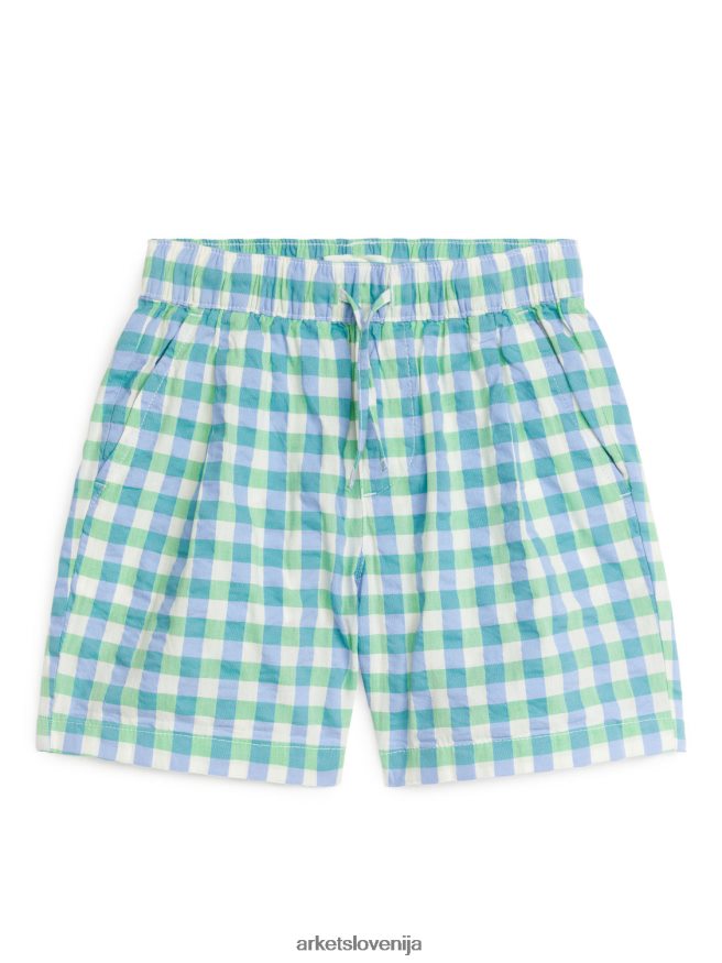 oblačila sl ARKET otroci seersucker kratke hlače zelena/modra/bela 6X02XV1557
