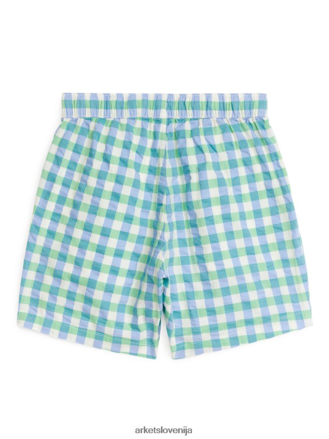 oblačila sl ARKET otroci seersucker kratke hlače zelena/modra/bela 6X02XV1557