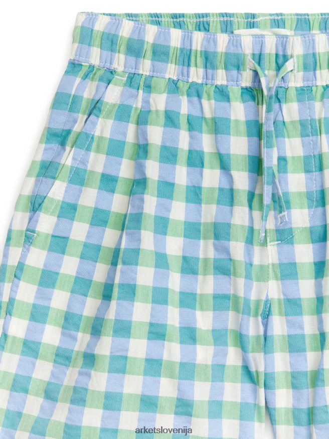 oblačila sl ARKET otroci seersucker kratke hlače zelena/modra/bela 6X02XV1557
