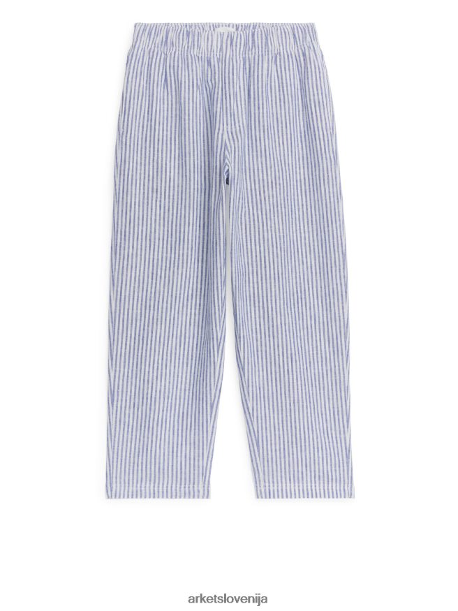 oblačila sl ARKET otroci sproščene lanene hlače modra/črtasta 6X02XV1562