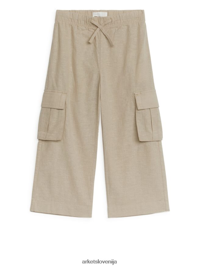 oblačila sl ARKET otroci uporabne lanene hlače bež 6X02XV1564