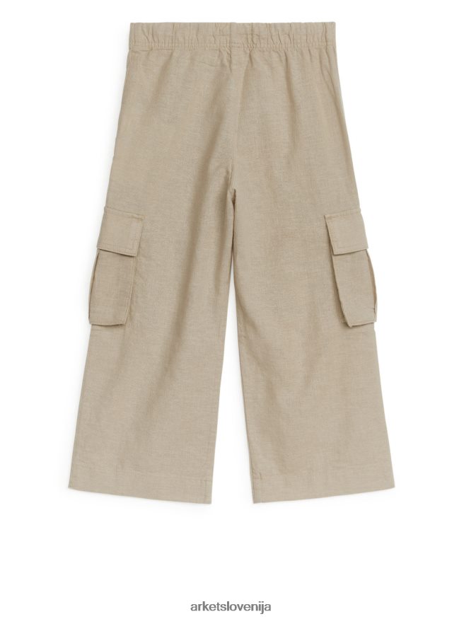 oblačila sl ARKET otroci uporabne lanene hlače bež 6X02XV1564