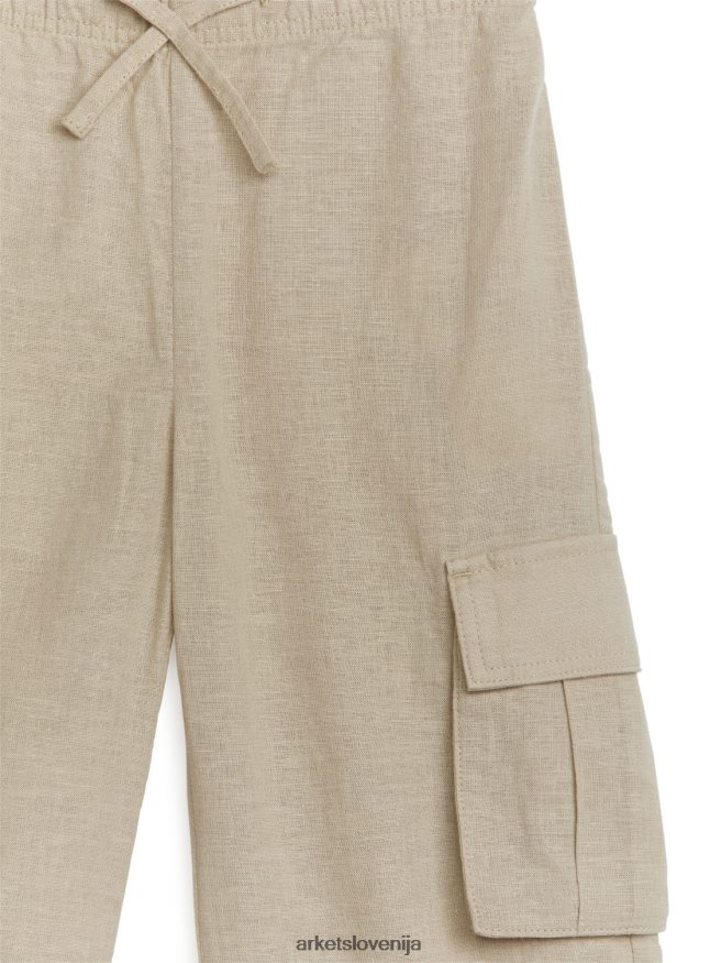 oblačila sl ARKET otroci uporabne lanene hlače bež 6X02XV1564