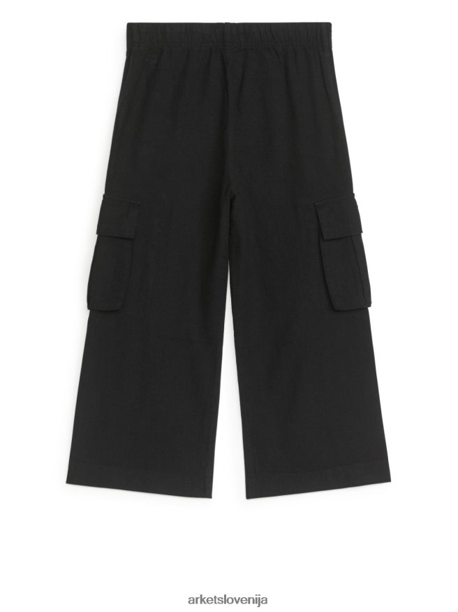 oblačila sl ARKET otroci uporabne lanene hlače Črna 6X02XV1563