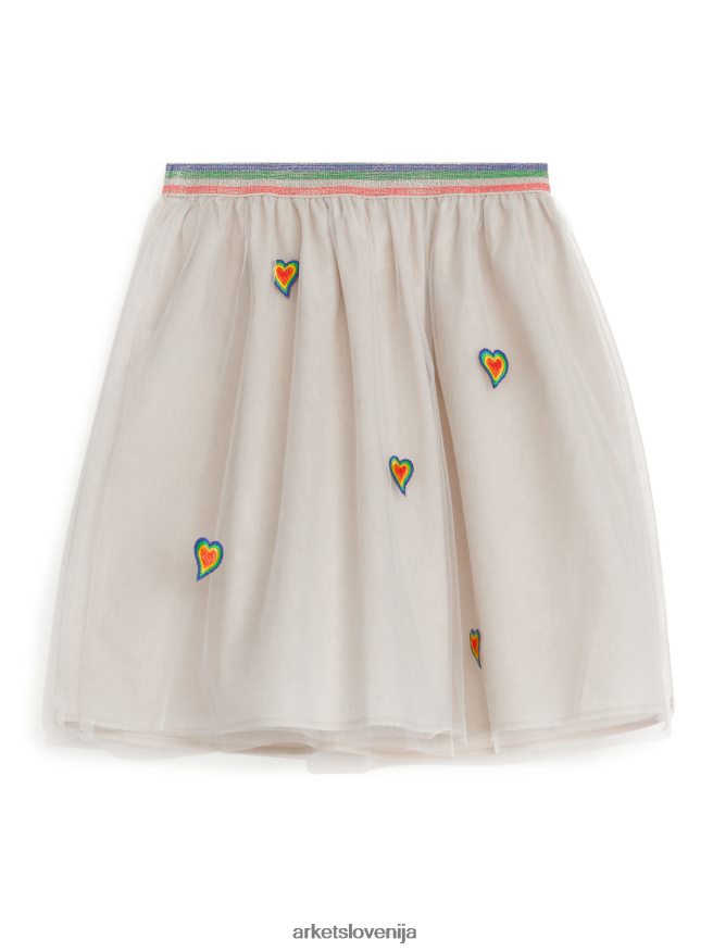 oblačila sl ARKET otroci vezeno krilo iz tila bež/multi 6X02XV1391