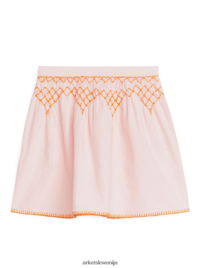 oblačila sl ARKET otroci vezeno laneno krilo roza 6X02XV1385