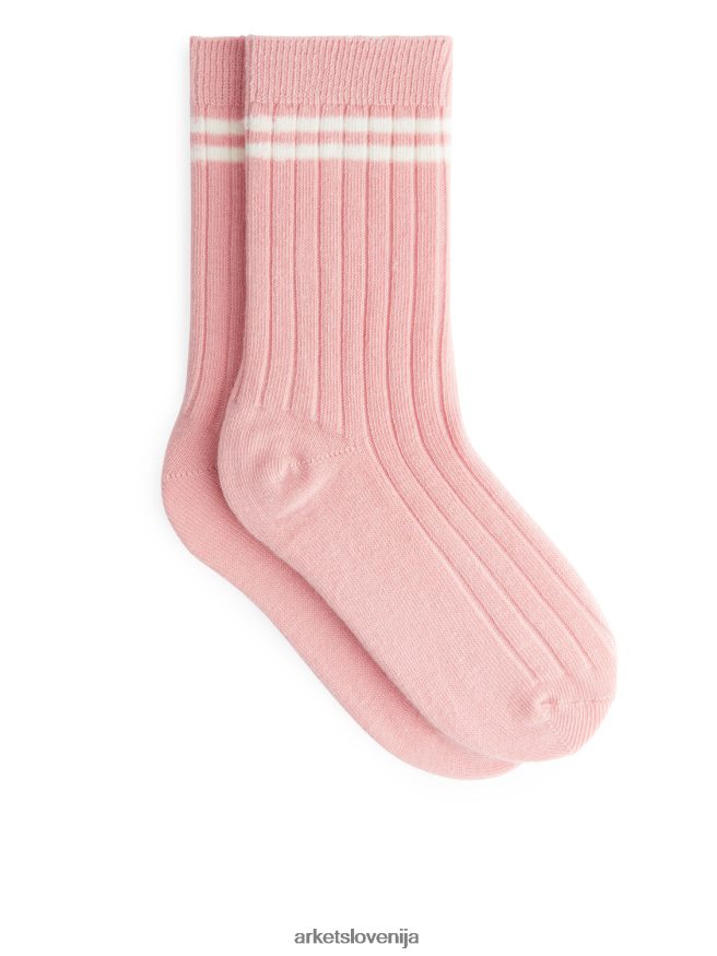 oblačila sl ARKET otroci rebrasto pletene nogavice 2 kom roza/bela 6X02XV1615