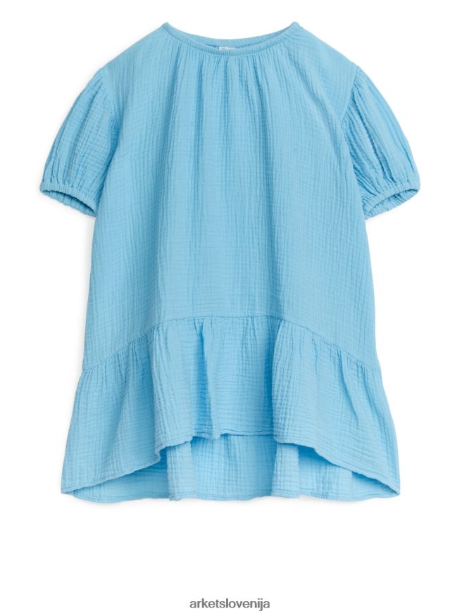 oblačila sl ARKET otroci bombažna obleka iz muslina svetlo modra 6X02XV1379