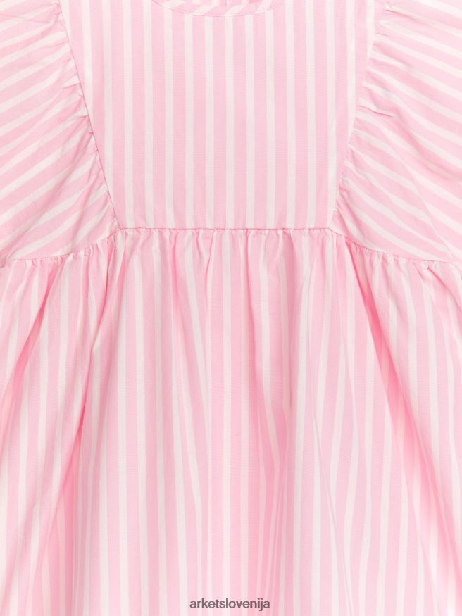oblačila sl ARKET otroci bombažna obleka iz poplina roza/črtasto 6X02XV1381