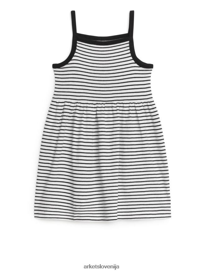 oblačila sl ARKET otroci obleka z jersey trakovi črna/črtaste 6X02XV1378