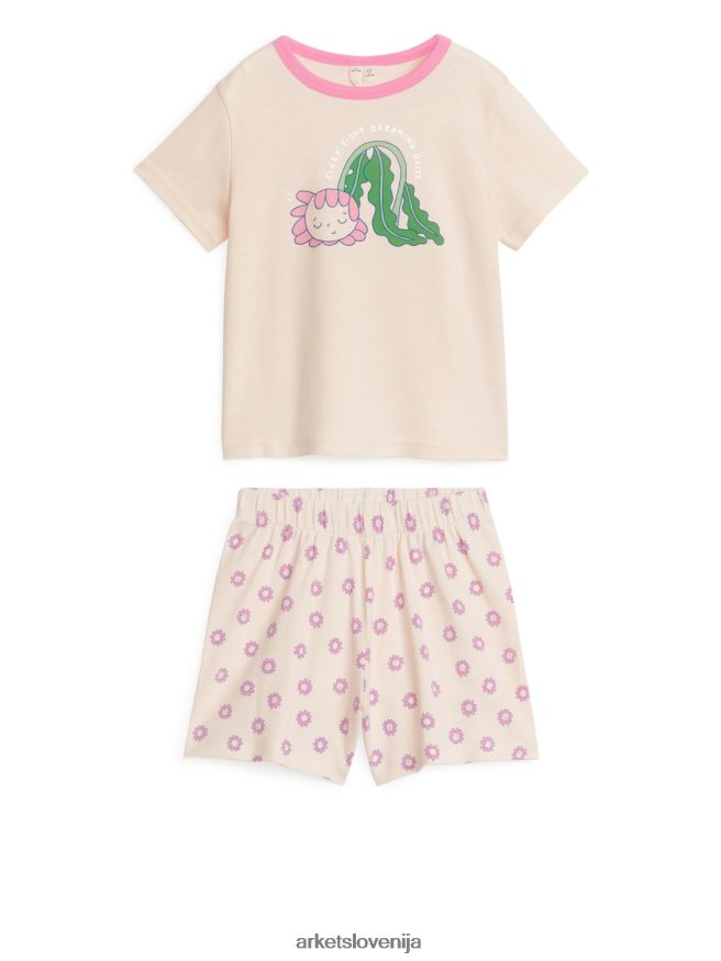 oblačila sl ARKET otroci kratek jersey pižama komplet svetlo oranžna/cvet 6X02XV1664