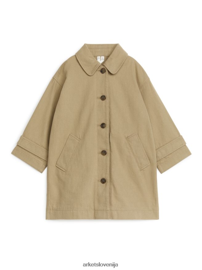 oblačila sl ARKET otroci dolg bombažni trenč plašč bež 6X02XV1671