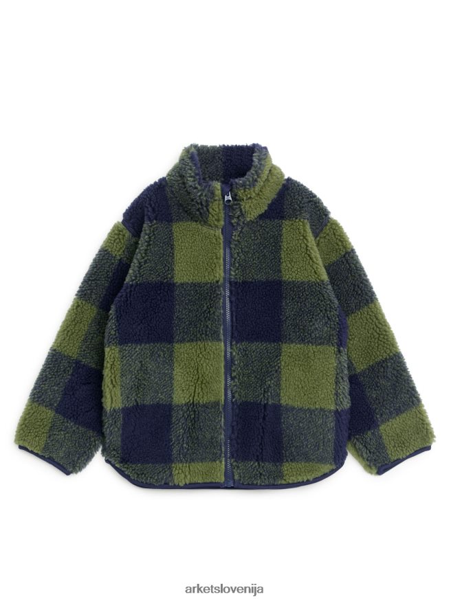 oblačila sl ARKET otroci karirasta jakna kaki/modra 6X02XV1680