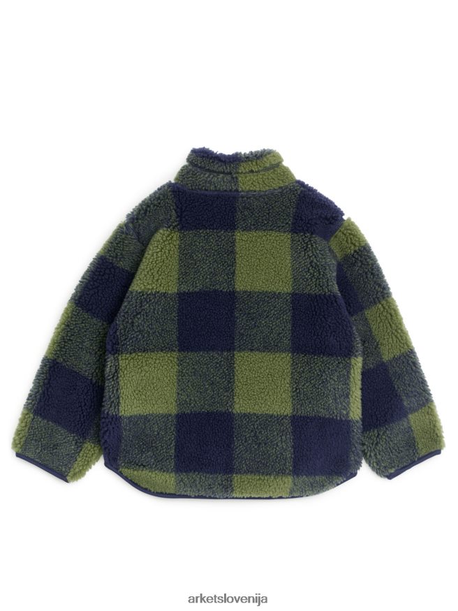 oblačila sl ARKET otroci karirasta jakna kaki/modra 6X02XV1680