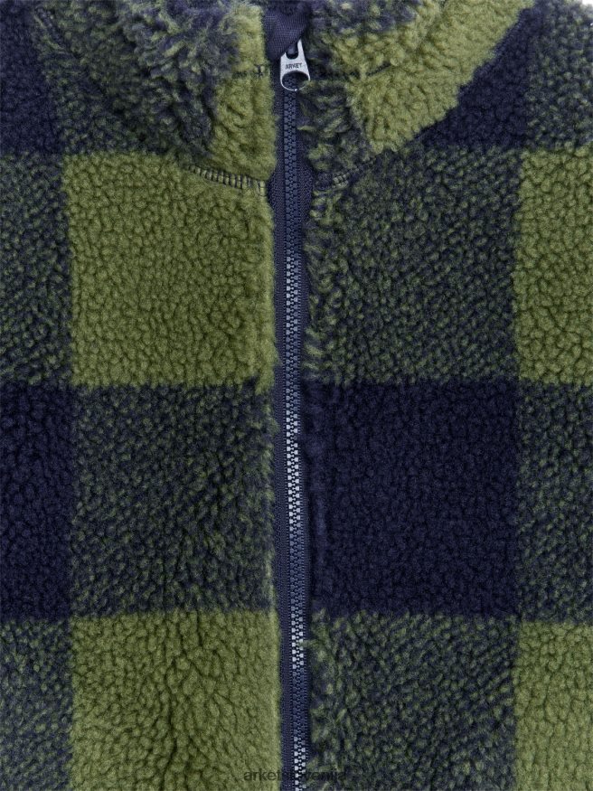 oblačila sl ARKET otroci karirasta jakna kaki/modra 6X02XV1680