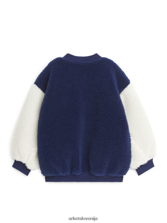 oblačila sl ARKET otroci prevelika univerzitetna jakna modra/bela 6X02XV1677