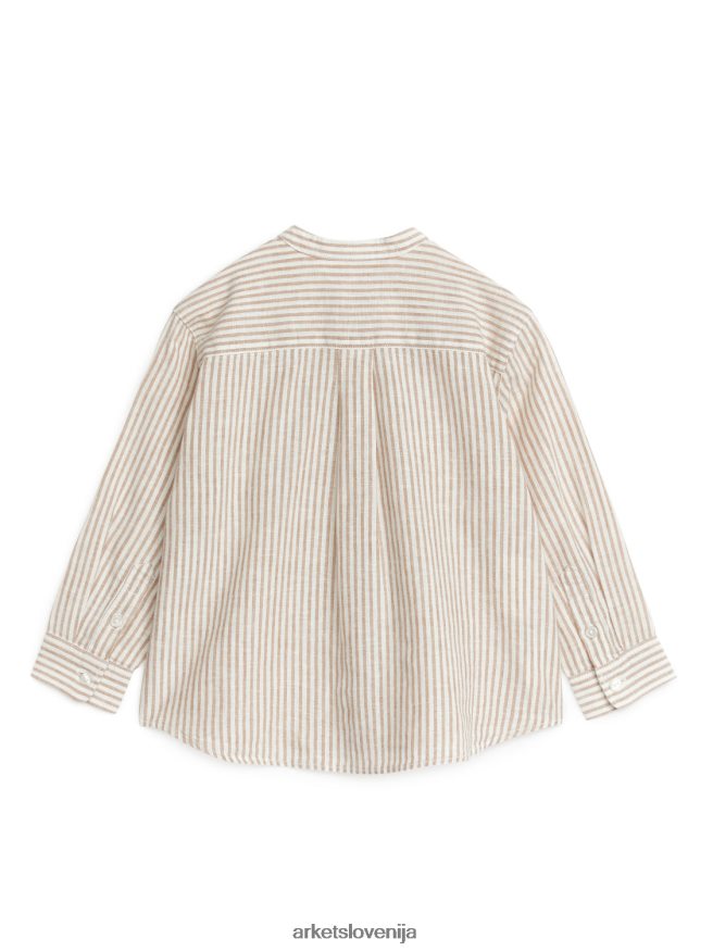 oblačila sl ARKET otroci henley lanena srajca bež/umazano bela 6X02XV1473