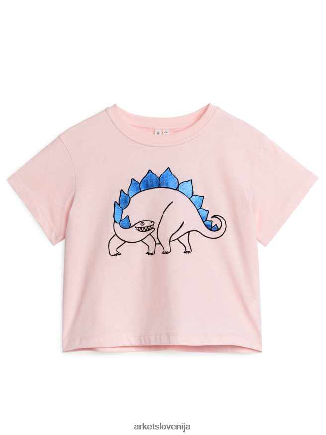 oblačila sl ARKET otroci široka majica s kratkimi rokavi bež/dino 6X02XV1510