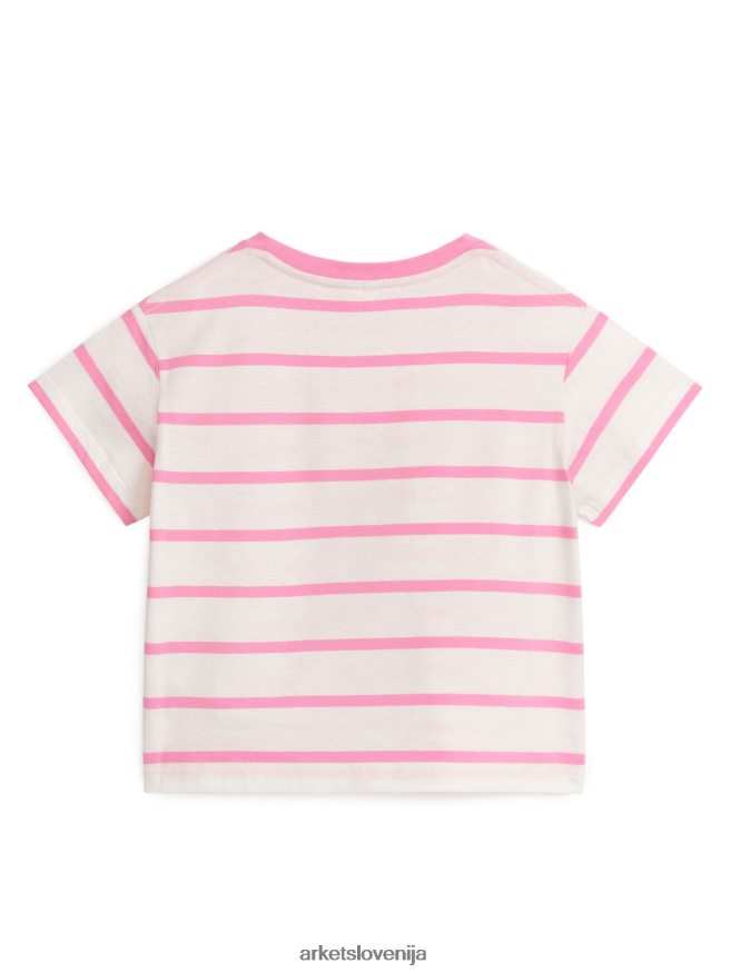 oblačila sl ARKET otroci široka majica s kratkimi rokavi bela/roza 6X02XV1465