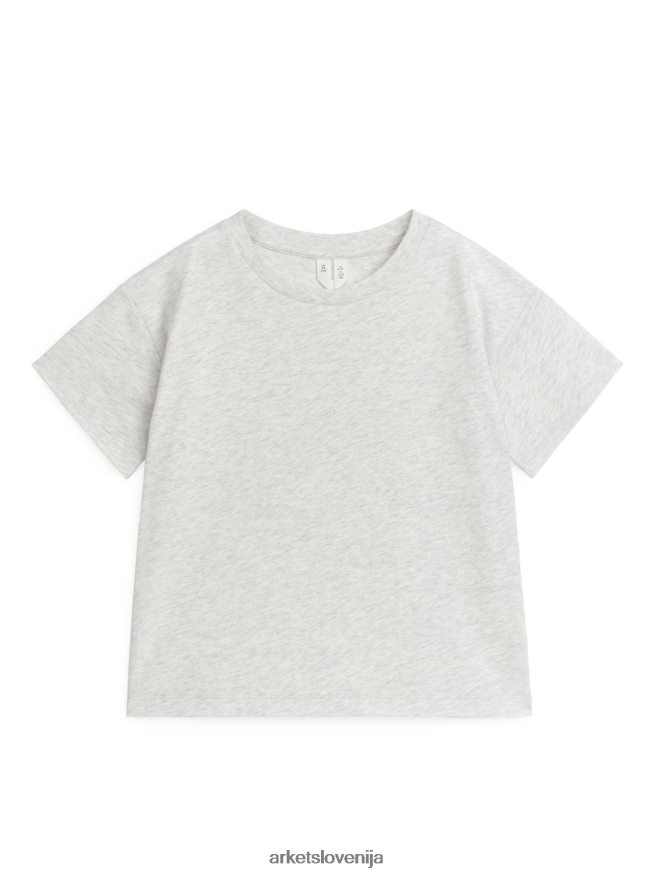 oblačila sl ARKET otroci lahka majica s kratkimi rokavi svetlo siv melange 6X02XV1519