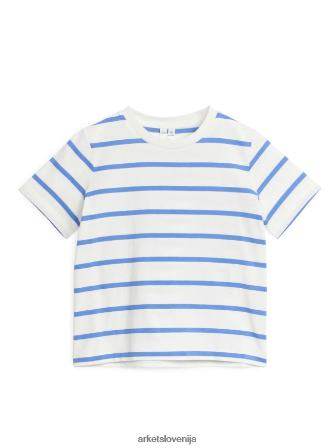oblačila sl ARKET otroci majica s črtami bela/modra 6X02XV1477