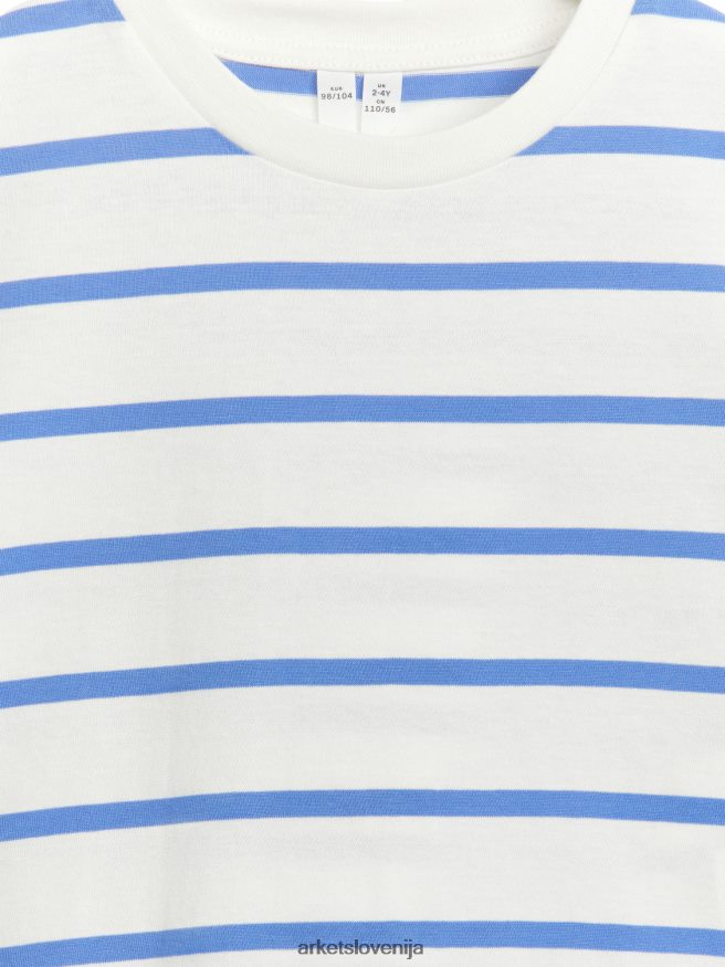 oblačila sl ARKET otroci majica s črtami bela/modra 6X02XV1477