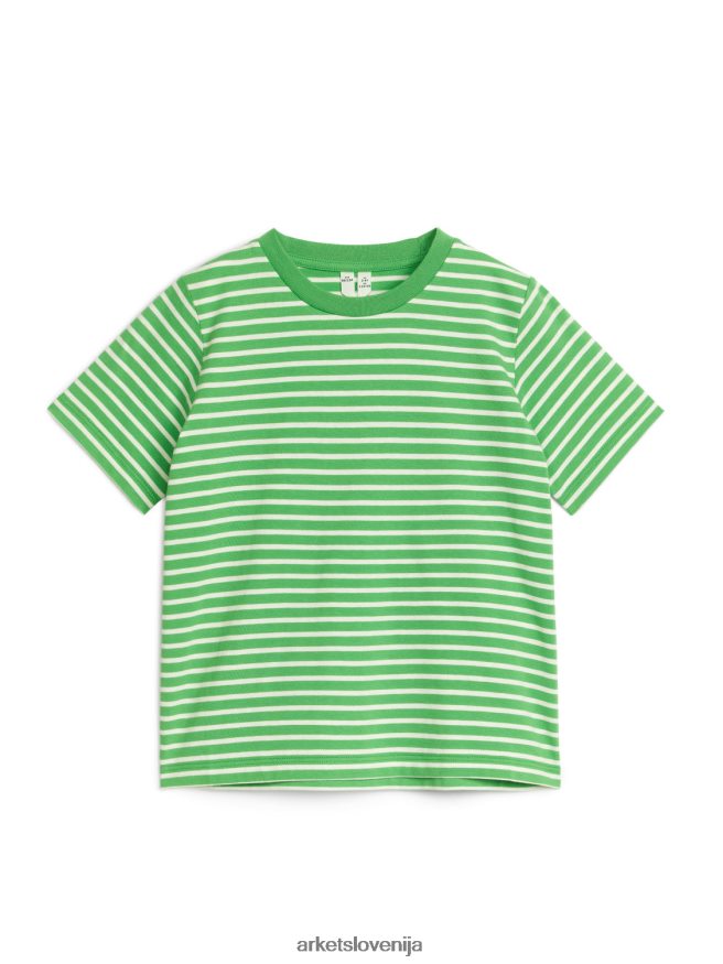 oblačila sl ARKET otroci majica s črtami zelena/bela 6X02XV1501