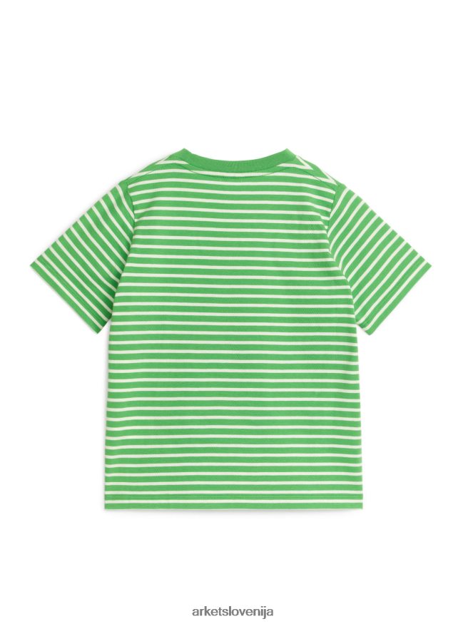 oblačila sl ARKET otroci majica s črtami zelena/bela 6X02XV1501