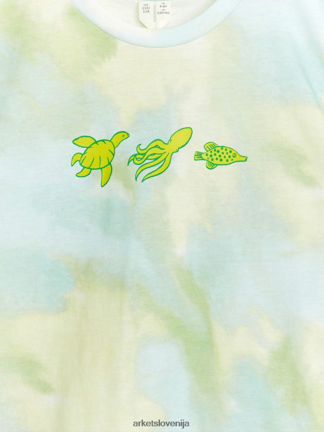 oblačila sl ARKET otroci majica s tiskom turkizna/tie-dye 6X02XV1454