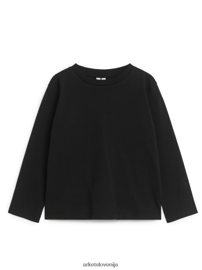 oblačila sl ARKET otroci majica z dolgimi rokavi, 2 kom črne/bež črte 6X02XV1520
