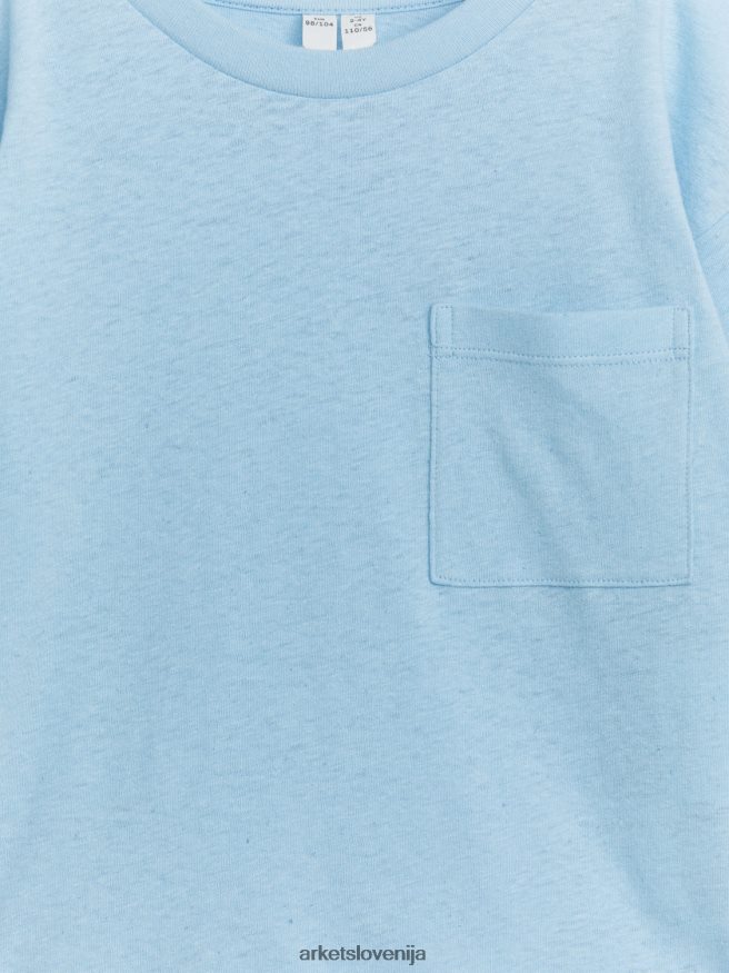 oblačila sl ARKET otroci majica z dolgimi rokavi iz mešanice lanu svetlo modra 6X02XV1491