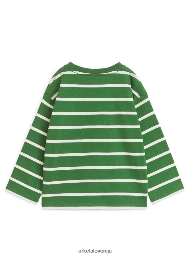 oblačila sl ARKET otroci majica z dolgimi rokavi zelene/črte 6X02XV1452