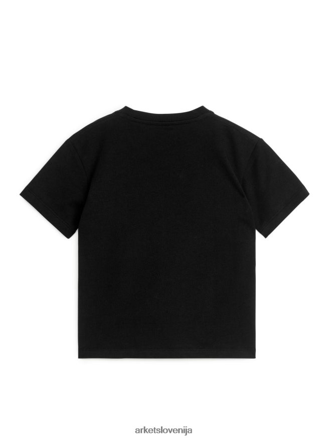 oblačila sl ARKET otroci majica z okroglim izrezom Črna 6X02XV1490