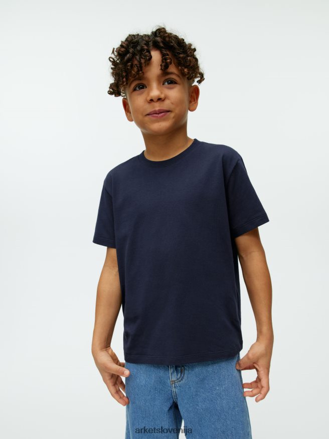 oblačila sl ARKET otroci majica z okroglim izrezom temno modra 6X02XV1493