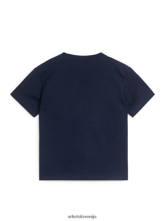 oblačila sl ARKET otroci majica z okroglim izrezom temno modra 6X02XV1493