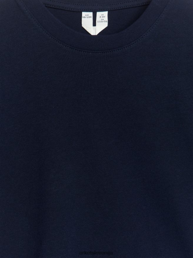 oblačila sl ARKET otroci majica z okroglim izrezom temno modra 6X02XV1493