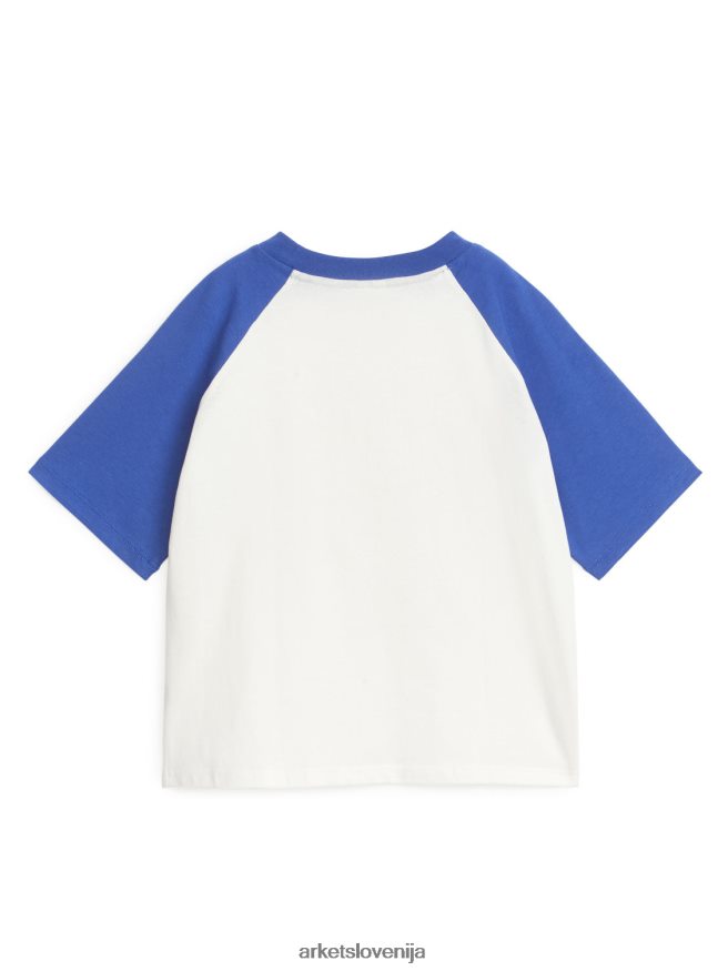oblačila sl ARKET otroci majica z raglan rokavi bela/modra 6X02XV1458