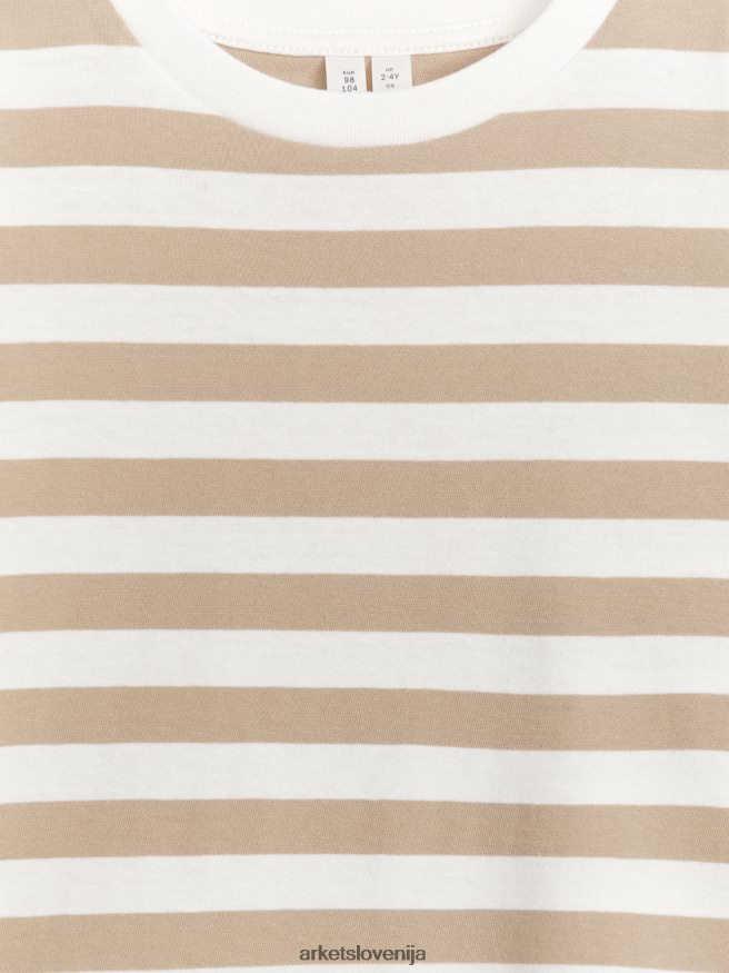 oblačila sl ARKET otroci oversized majica z dolgimi rokavi bež/črte 6X02XV1499