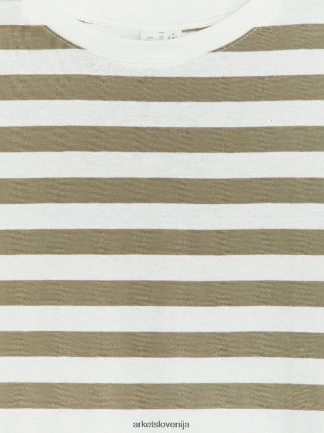 oblačila sl ARKET otroci oversized majica z dolgimi rokavi kaki zelena/umazano bela 6X02XV1442
