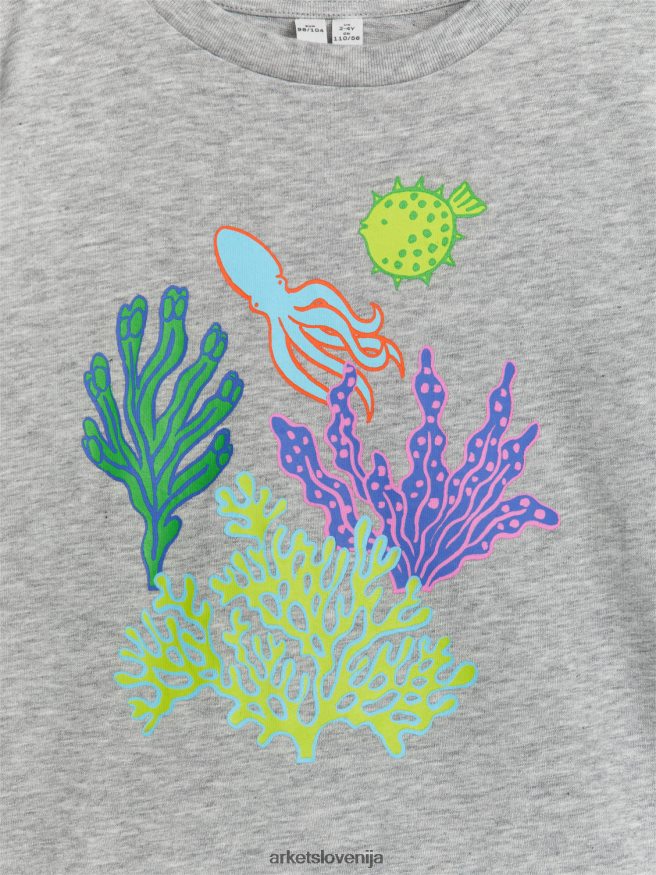 oblačila sl ARKET otroci prevelika majica s kratkimi rokavi siva/greben 6X02XV1462