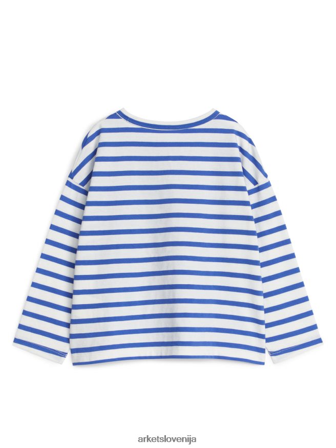 oblačila sl ARKET otroci prevelika majica z dolgimi rokavi bela/svetlo modra 6X02XV1513