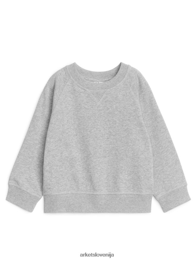 oblačila sl ARKET otroci pulover iz francoskega frotirja sivi melanž 6X02XV1522