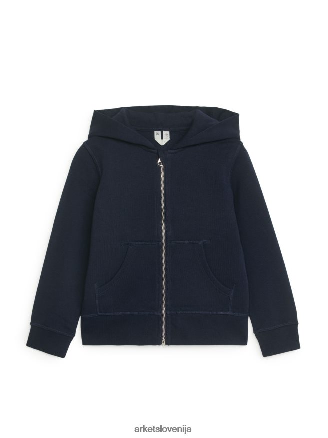 oblačila sl ARKET otroci pulover s kapuco na zadrgo temno modra 6X02XV1530