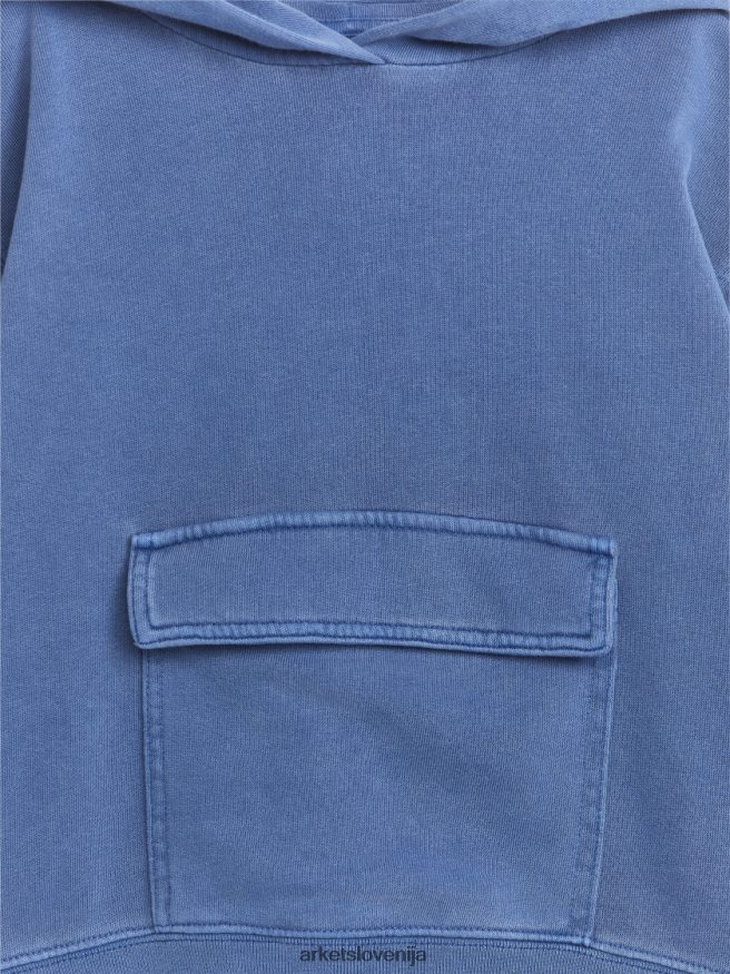 oblačila sl ARKET otroci pulover s kapuco s sprednjim žepom sprano modra 6X02XV1432