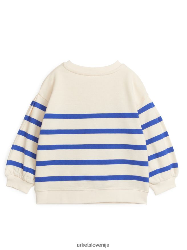 oblačila sl ARKET otroci pulover s puf rokavi smetana/modra 6X02XV1476