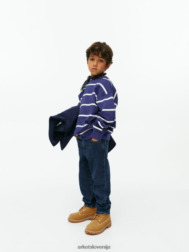 oblačila sl ARKET otroci sproščen pulover temno modra/umazano bela 6X02XV1516