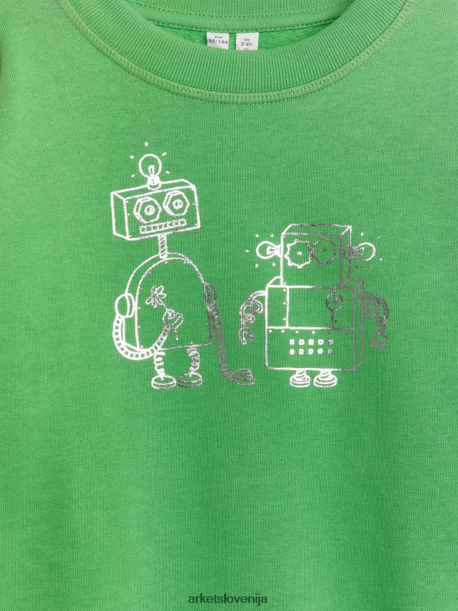 oblačila sl ARKET otroci sproščen pulover zeleni/roboti 6X02XV1487