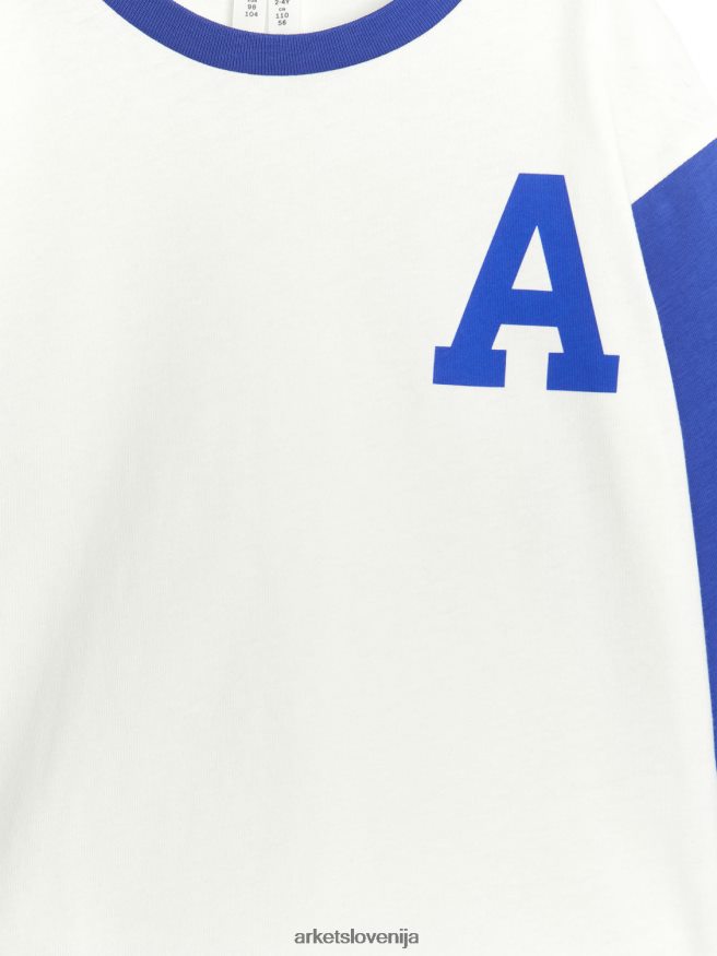 oblačila sl ARKET otroci univerzitetna majica s kratkimi rokavi bela/modra 6X02XV1502