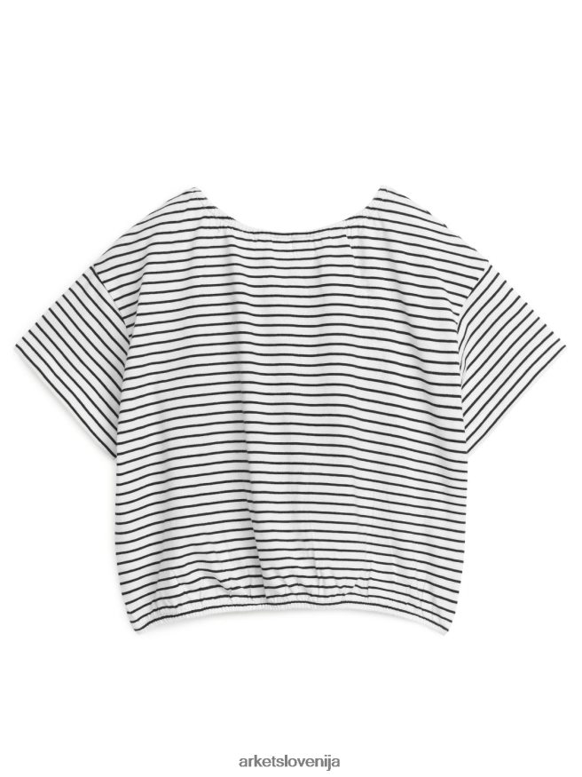 oblačila sl ARKET otroci voluminozen nabran zgornji del iz džersija črna/črtasta 6X02XV1471